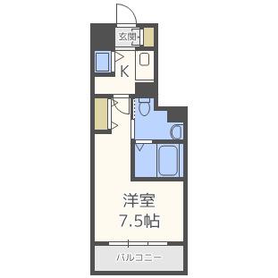 グランルージュ中之島南(1K/2階)の間取り写真