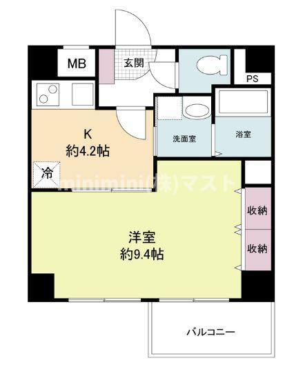 WILL DO堺筋本町(1K/8階)の間取り写真