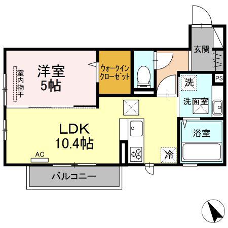 グランシャリオ須屋II(1LDK/1階)の間取り写真