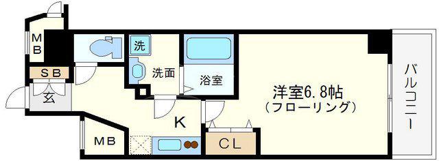インベスト本町ウエスト(1K/10階)の間取り写真