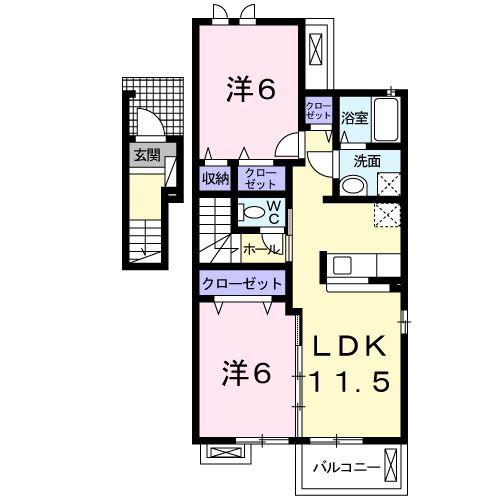 ペイロード(2LDK/2階)の間取り写真