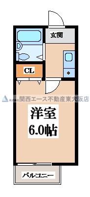 クリアビュー枚岡駅前(1K/1階)の間取り写真