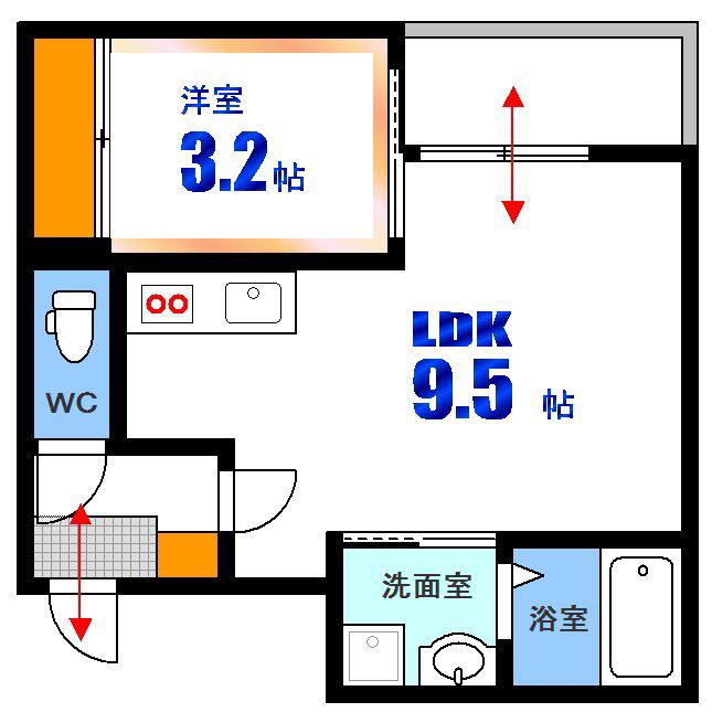GRANDTICモンテキュール(1LDK/1階)の間取り写真