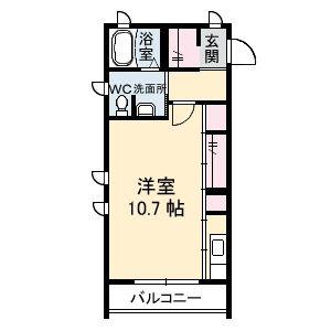 ウィスティリアB棟(ワンルーム/2階)の間取り写真