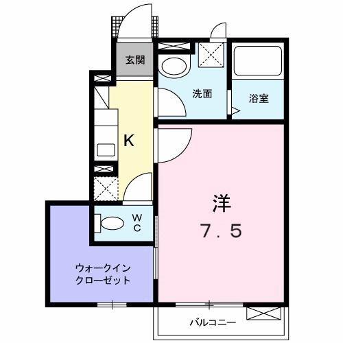 エスペランサ K.T(1K/1階)の間取り写真