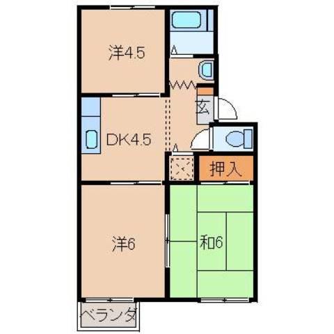 ニューハイツミヤシタ(3DK/2階)の間取り写真