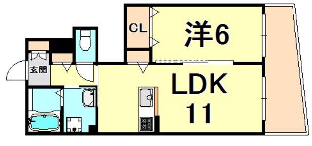 グリーンフォレスト西宮4(1LDK/1階)の間取り写真