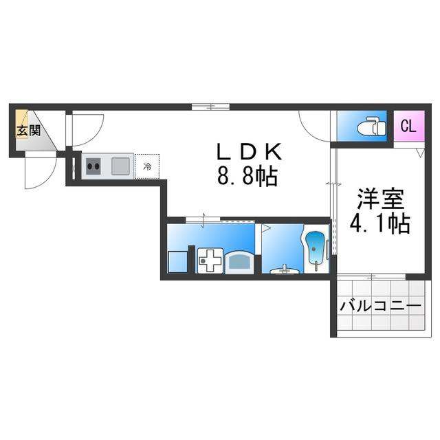 カーサリベルタ(1LDK/2階)の間取り写真