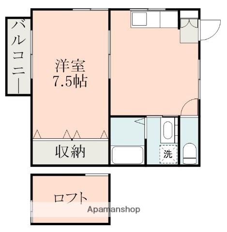 ソレイユ(1DK/2階)の間取り写真