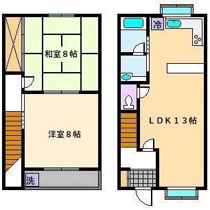 テラスハウス(2LDK/1階)の間取り写真