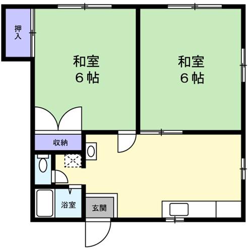 第一大川ハイツ(2DK/2階)の間取り写真