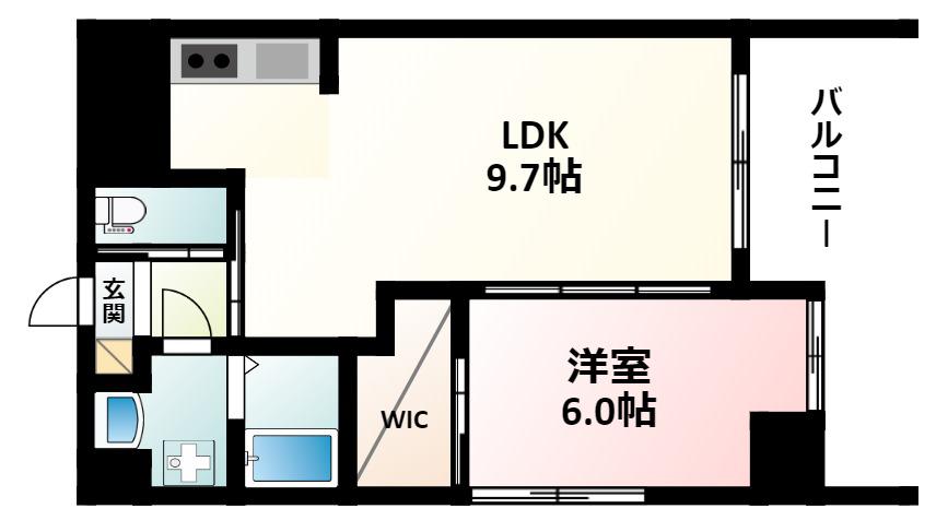 ノルデンハイム江坂垂水町(1LDK/15階)の間取り写真