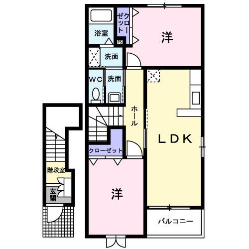 ヴァンク一ル A(2LDK/2階)の間取り写真