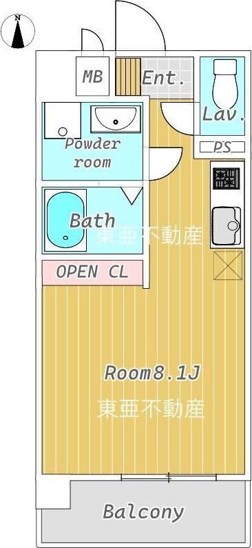 CHAINON薬園(ワンルーム/2階)の間取り写真