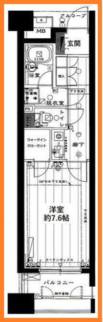 エフローレ日本橋(1K/6階)の間取り写真