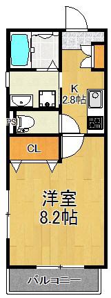 リュミエール矢向(1K/2階)の間取り写真