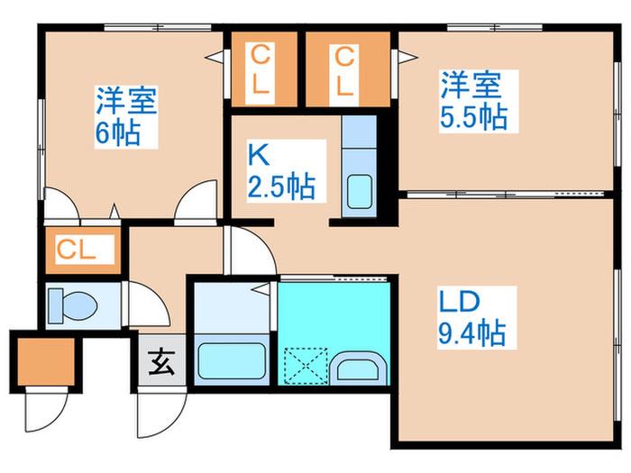 グランメールプリエ(2LDK/2階)の間取り写真