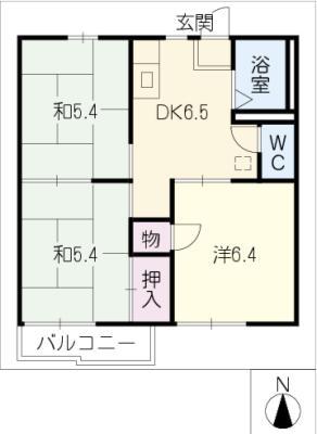 サンライズ味美(3K/1階)の間取り写真
