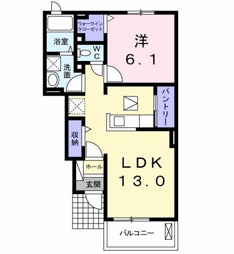 ルミエール(1LDK/1階)の間取り写真