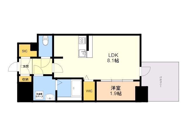 MODERN PALAZZO博多駅南AXIA(1LDK/1階)の間取り写真