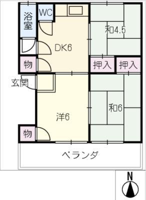 磯貝アパート(3DK/2階)の間取り写真