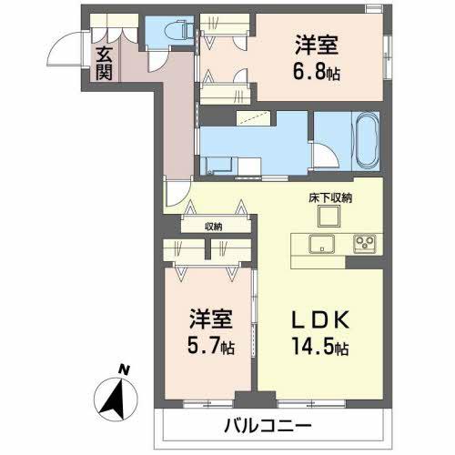 グローレン柏木(2LDK/3階)の間取り写真