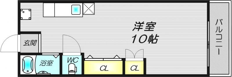 ラポール蛍池(ワンルーム/2階)の間取り写真