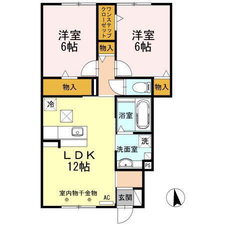 セジュール藤塚(2LDK/1階)の間取り写真