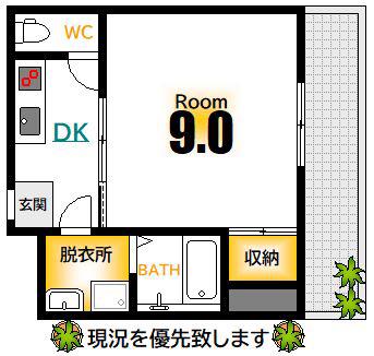 ALLOGGIO浜本(1K/3階)の間取り写真