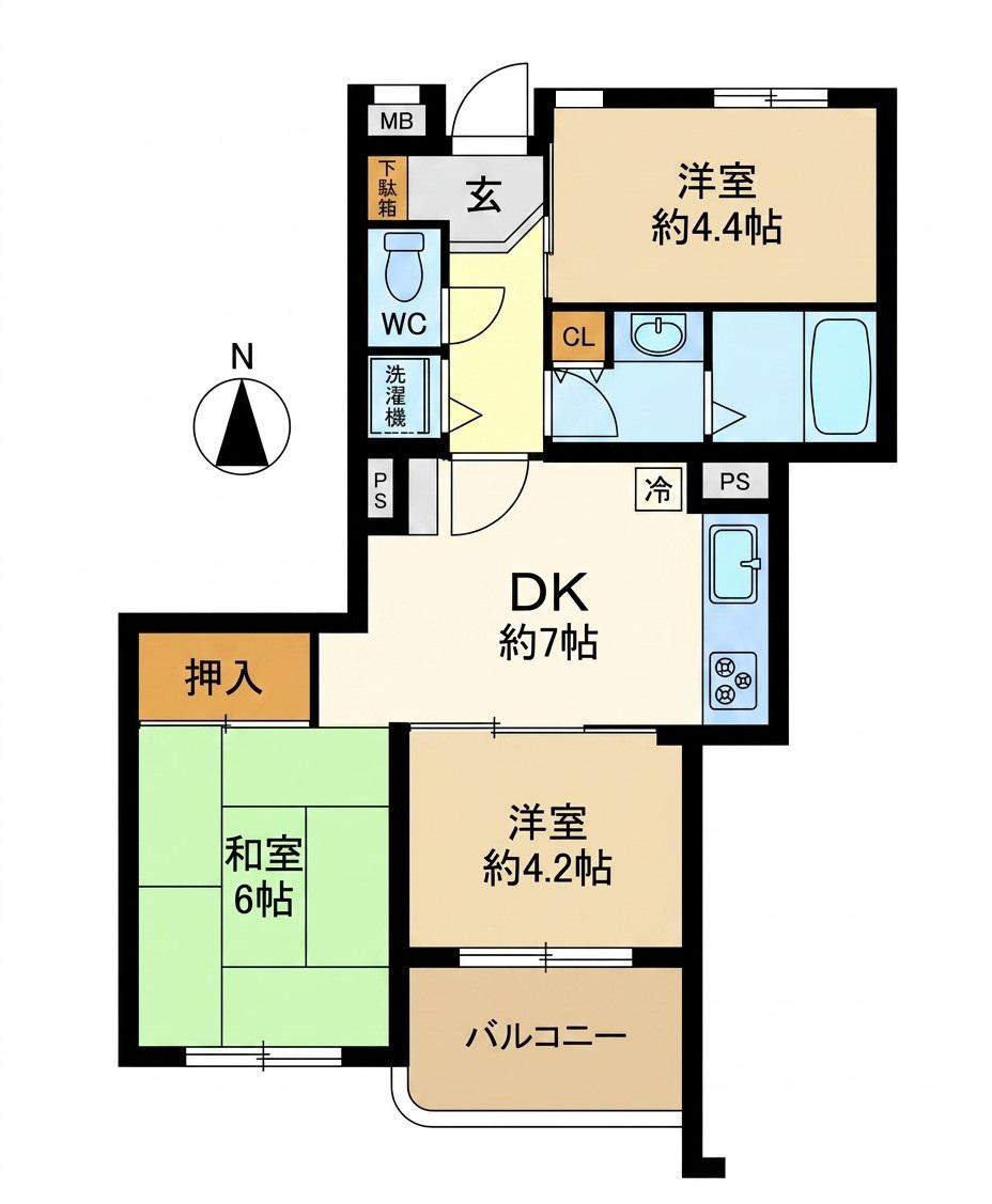 ライオンズマンション南春日部(3DK/3階)の間取り写真
