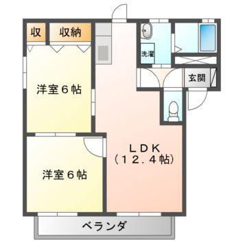 アーバン21(2LDK/1階)の間取り写真