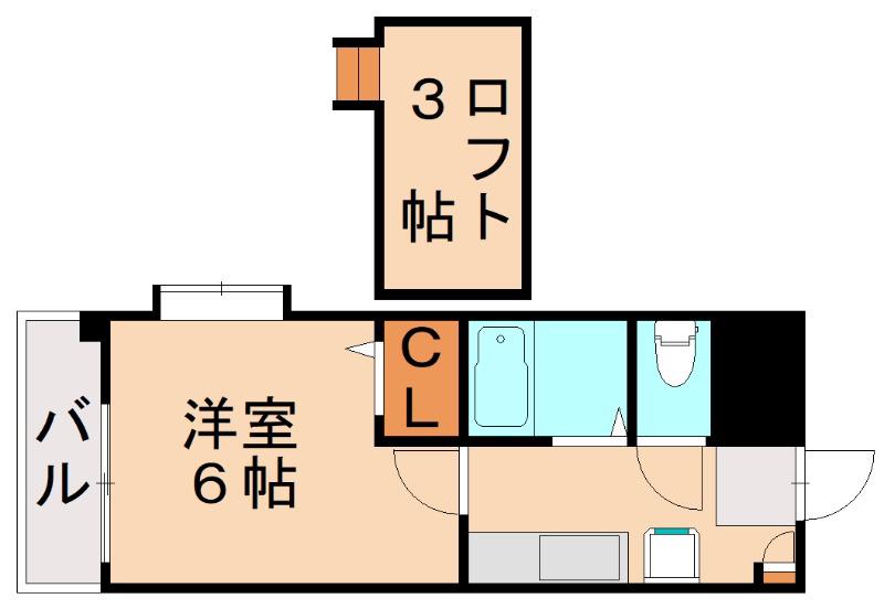 ロイヤルヒルズ黒崎壱番館(1K/6階)の間取り写真