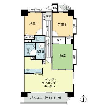 ライオンズマンション西伏屋第2(3LDK/3階)の間取り写真
