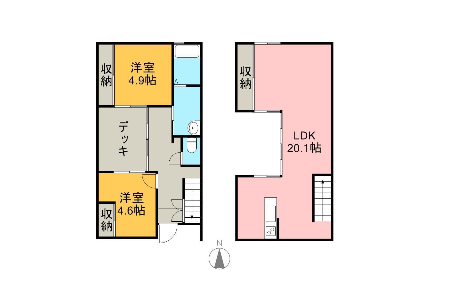 ECRU竹松(2LDK/1階)の間取り写真