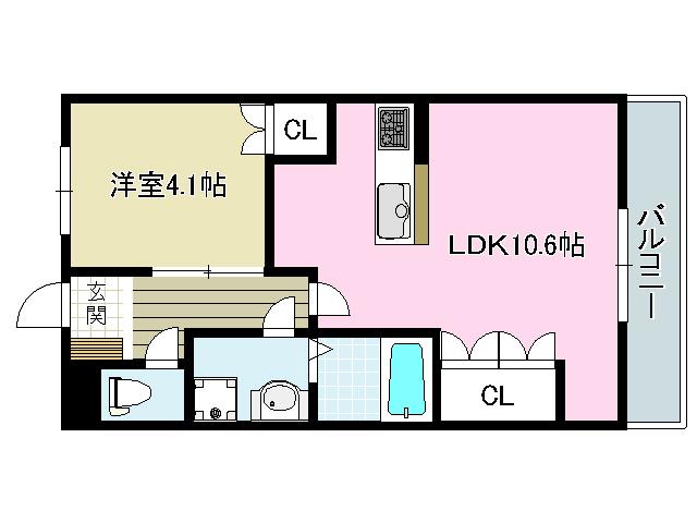 アルカディア(1LDK/2階)の間取り写真