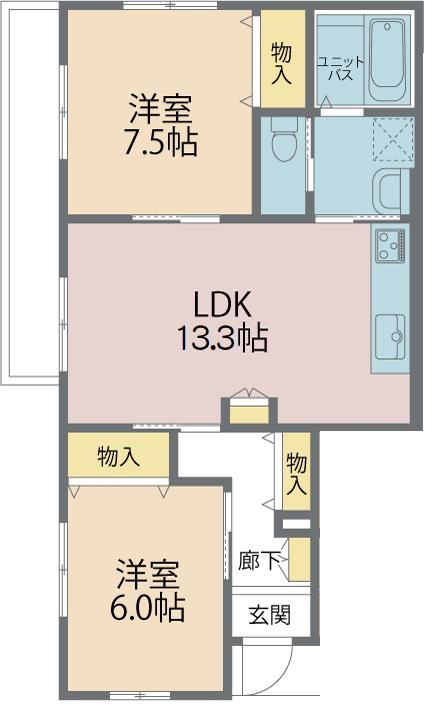 メゾンメイユール(2LDK/1階)の間取り写真
