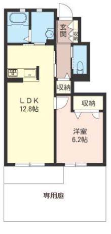 ヴェルデュール(1LDK/1階)の間取り写真