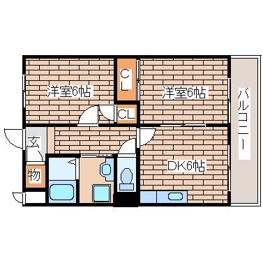 フルールド西神戸(2DK/2階)の間取り写真