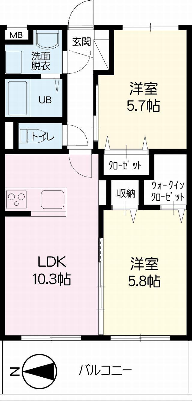 ウイング コート(2LDK/2階)の間取り写真