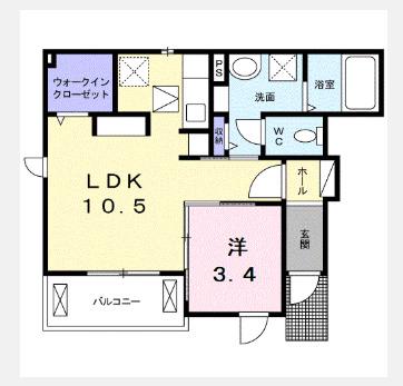 ツインタウン道ノ窪 II(1LDK/1階)の間取り写真