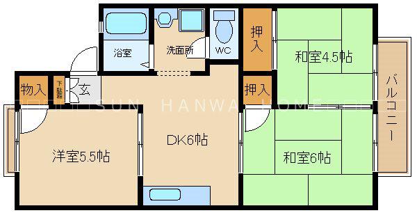 サンロイヤル(3DK/1階)の間取り写真