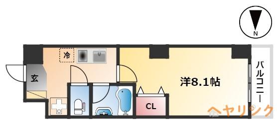ベル黒川(1K/3階)の間取り写真