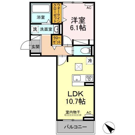 ハイ サリックス(1LDK/1階)の間取り写真