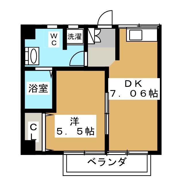 イースト(1DK/2階)の間取り写真