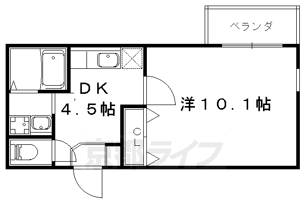 マーベラス椥辻(1DK/3階)の間取り写真