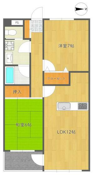 メゾンプリティ(2LDK/4階)の間取り写真