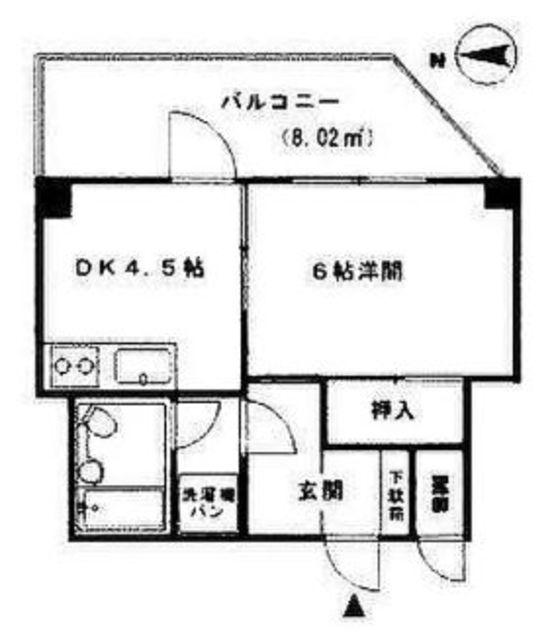 ライオンズマンション南薬院(1DK/8階)の間取り写真