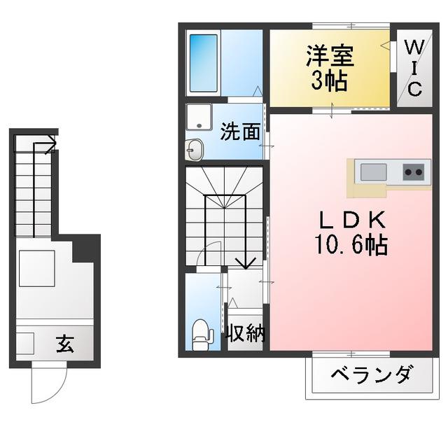 BELLE JIANG II(1LDK/2階)の間取り写真