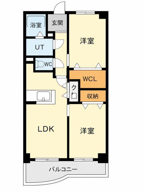 クレモナ山手(2LDK/6階)の間取り写真