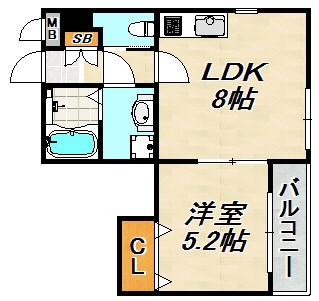 LAPIS(1LDK/2階)の間取り写真